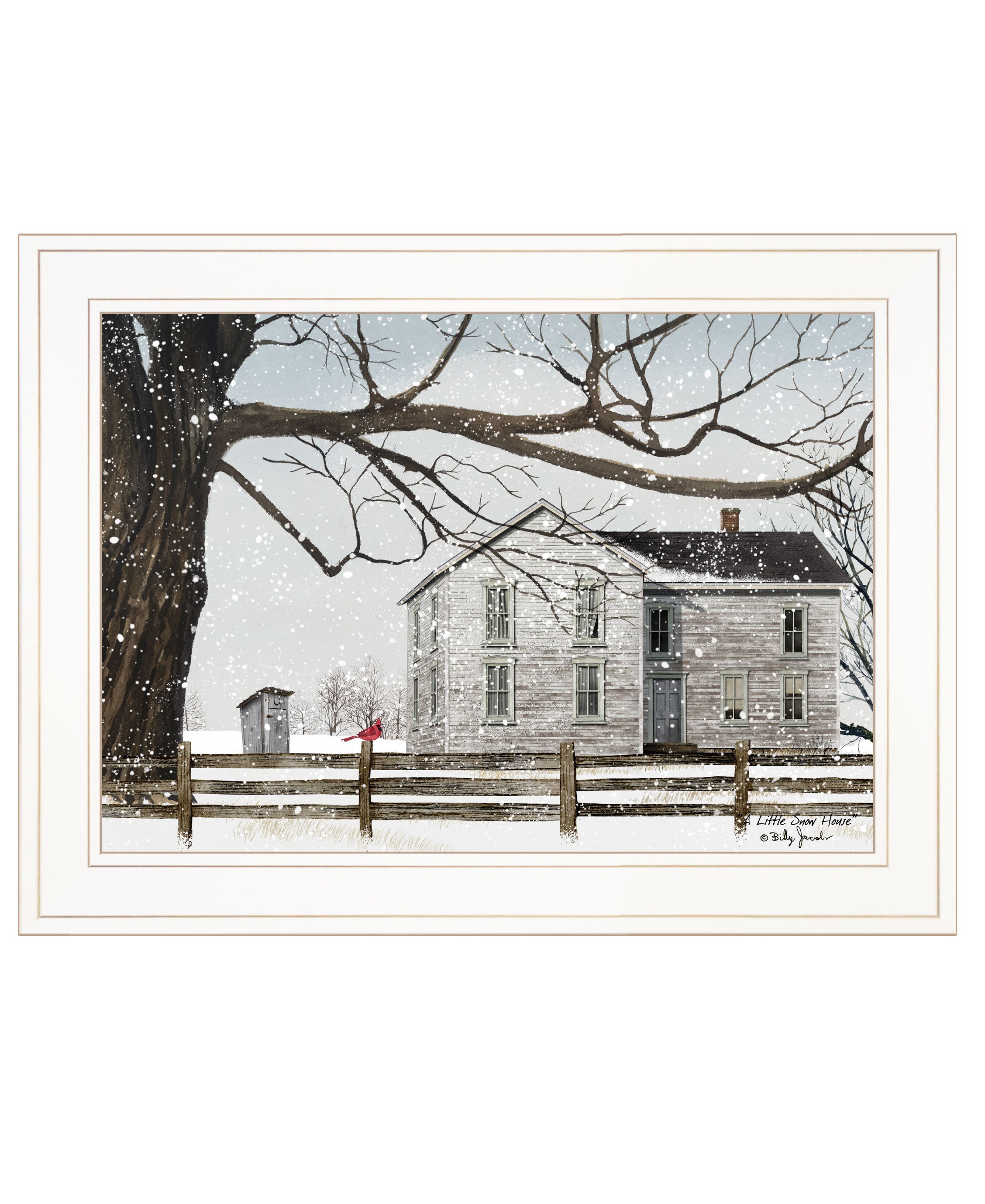 'A Little Snow House' by Billy Jacobs, Ready to Hang Framed Print, White Frame