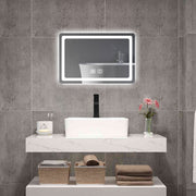 15 in. H LED Single Bathroom Vanity Mirror in Polished Crystal Bathroom Vanity LED Mirror for Bathroom Wall Smart Lighted Vanity Mirrors