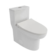 Modern Ceramic One Piece Toilet with Dual Flush and Soft Closing Seat in White