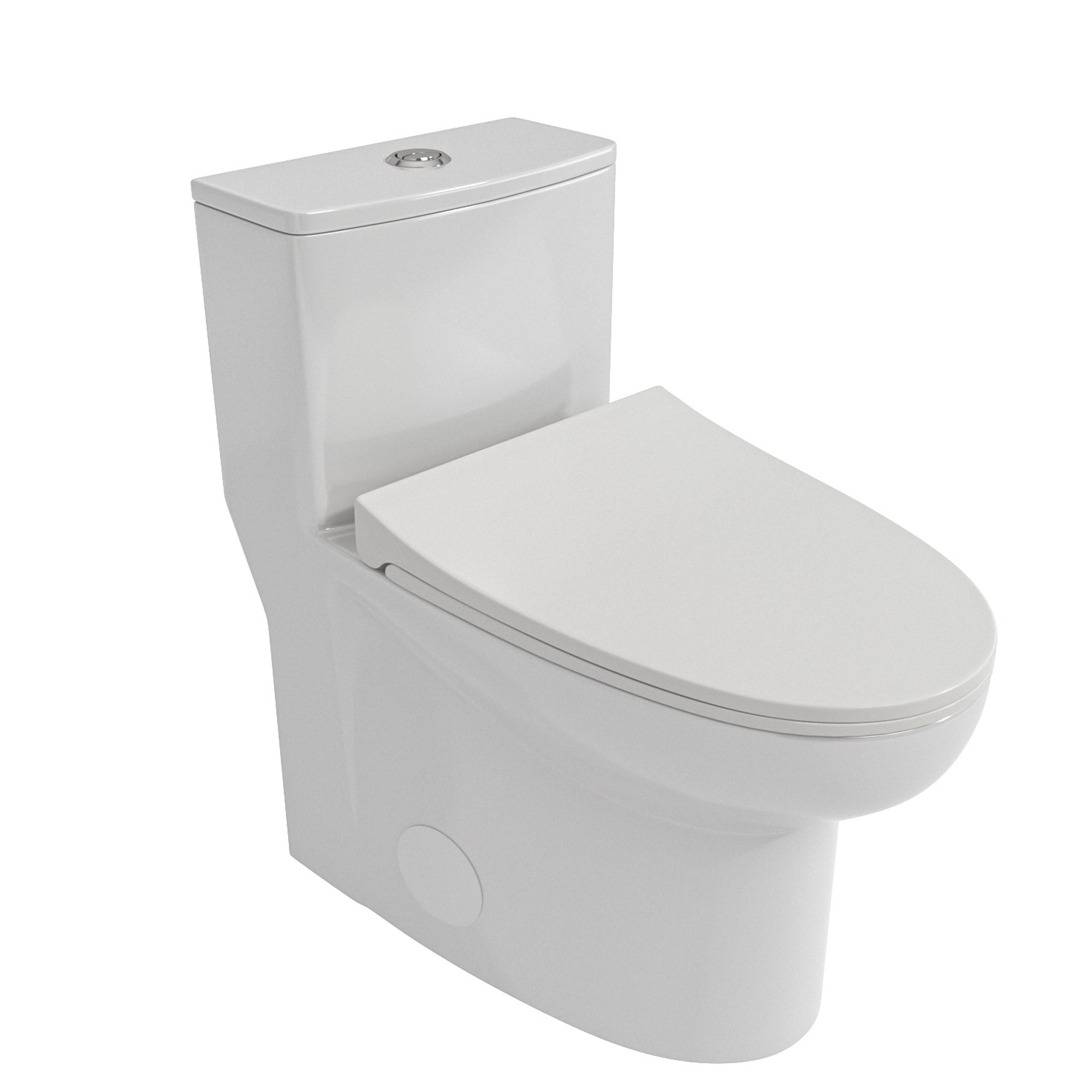 Modern Ceramic One Piece Toilet with Dual Flush and Soft Closing Seat in White