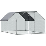PawHut Large Chicken Coop Metal Chicken Run with Waterproof and Anti-UV Cover, Flat Shaped Walk-in Fence Cage Hen House for Outdoor and Yard Farm Use, 1.26' Tube Diameter, 9' x 12' x 6.5'