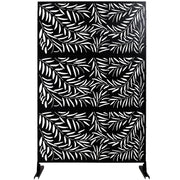 Outdoor & Indoor Privacy Screen Metal Privacy Screen 76' H×48' W, Freestanding Decorative Privacy Screen for Deck Balcony Patio, Privacy Fence Panels for Outside Lawn Garden PS119 BLACK