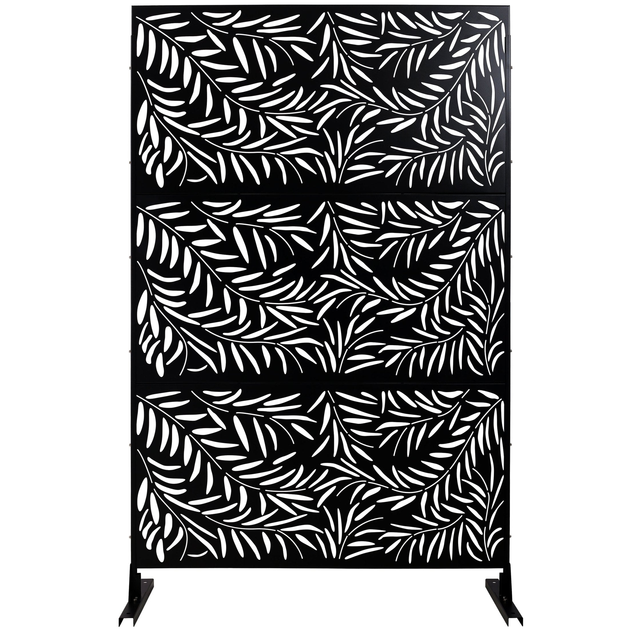 Outdoor & Indoor Privacy Screen Metal Privacy Screen 76' H×48' W, Freestanding Decorative Privacy Screen for Deck Balcony Patio, Privacy Fence Panels for Outside Lawn Garden PS119 BLACK