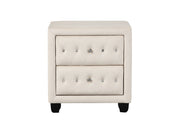 Sophia Modern Style Crystal Tufted 2-Drawer Nightstand Upholstered with Velvet Fabric Made with Wood in Cream same as G150108592 (NJ inventory)