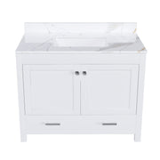 Modern 43' Bathroom Vanity with Artificial Marble Karalakin Color, Multi-functional Cabinet with Doors and Drawer, Solid Frame and MDF Board