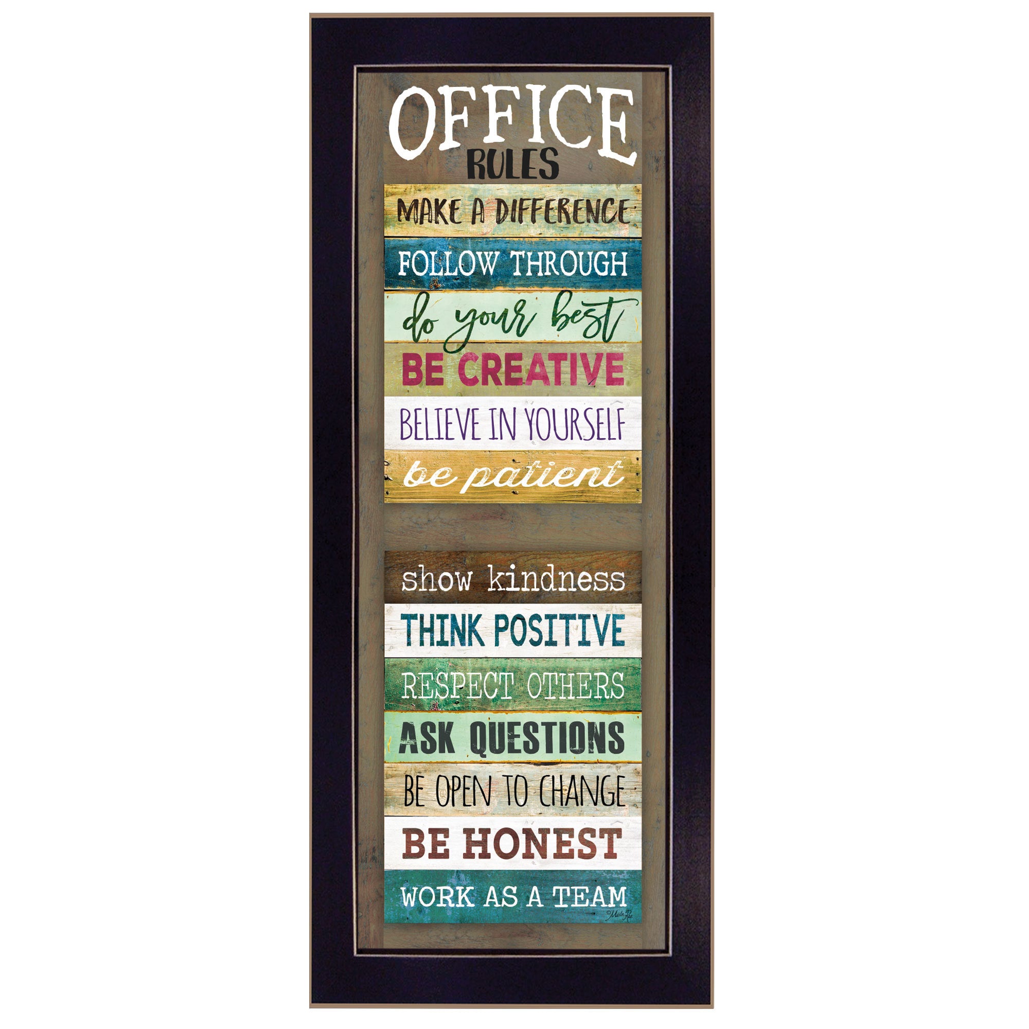 'Office Rules' By Marla Rae, Ready to Hang Framed Print, Black Frame