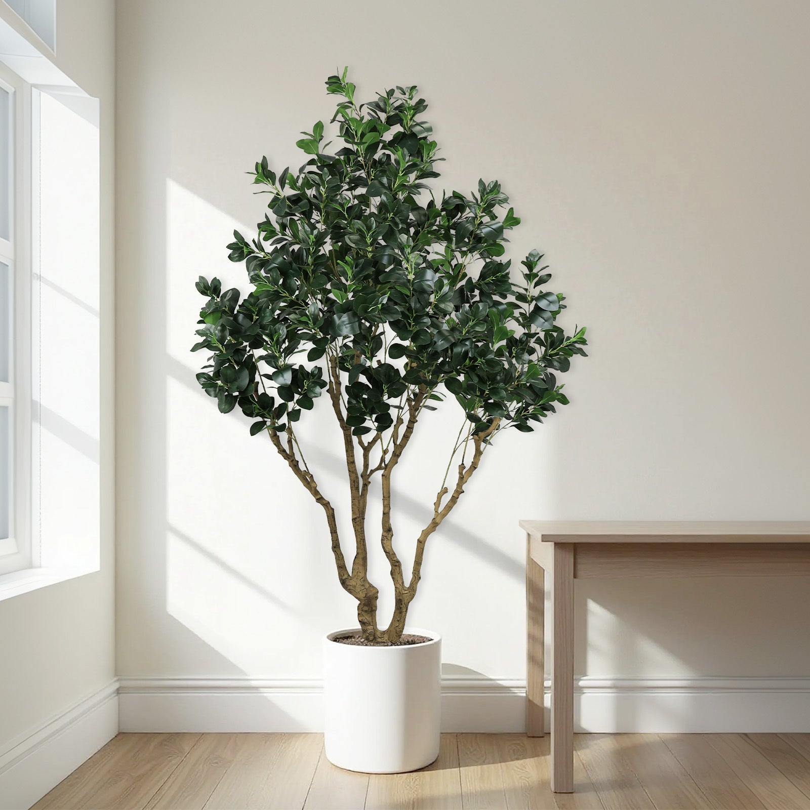 7.2FT Tall Artificial Silk Tree Large Faux Greenery Plant with Lifelike Leaves for Indoor Outdoor Home Office Decoration Potted Fake Plant, 1pc/set