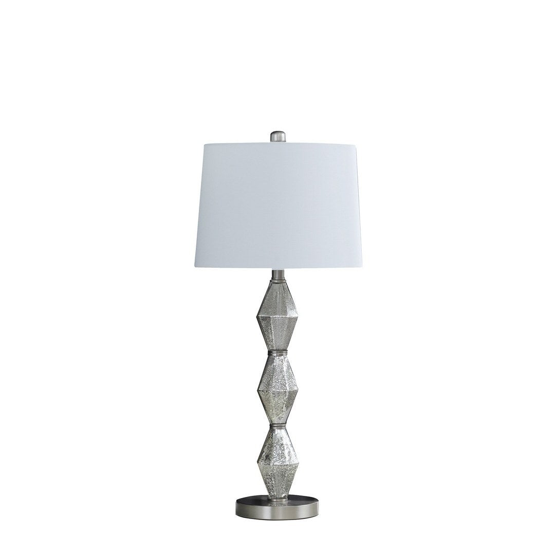 29.5' In Emil Moderne Geometric Glass Brushed Silver Table Lamp