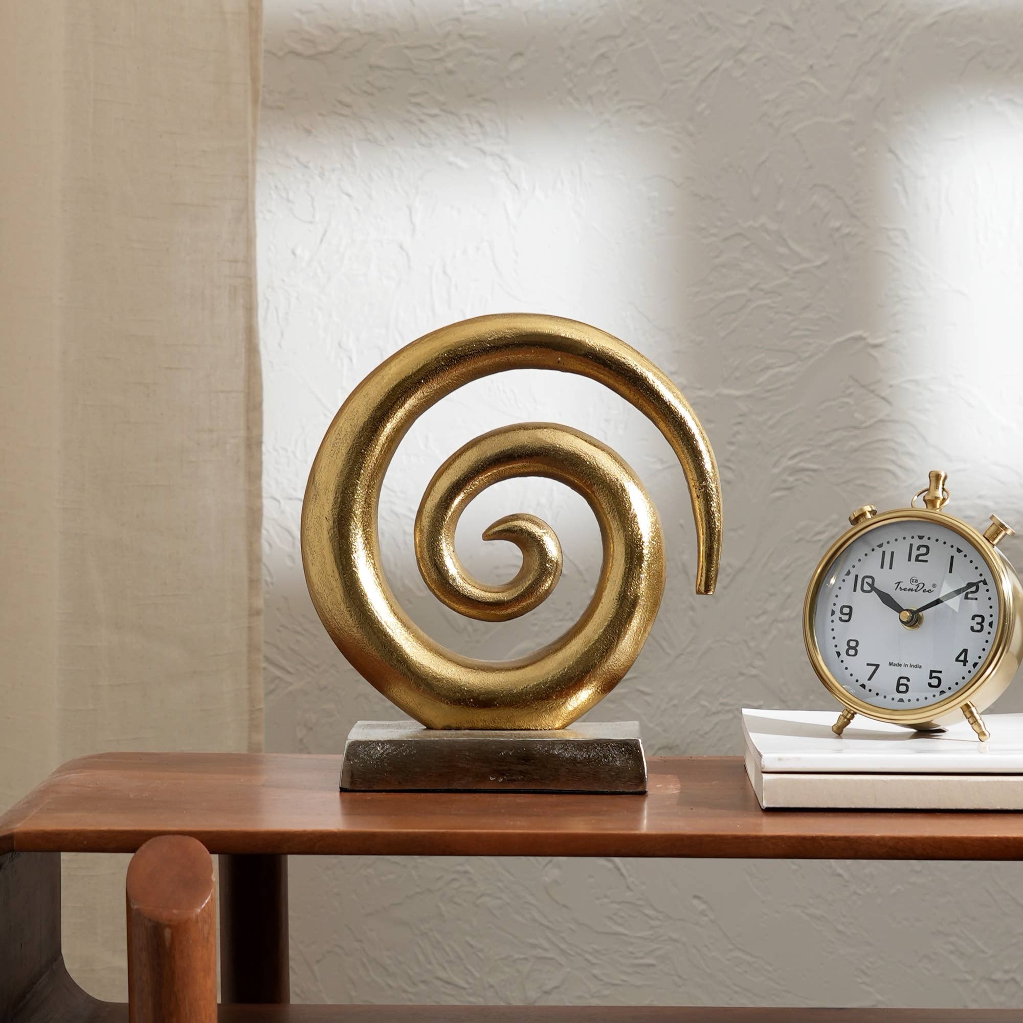 Spiral Design Aluminium Tabletop Décor With Base- Gold Color