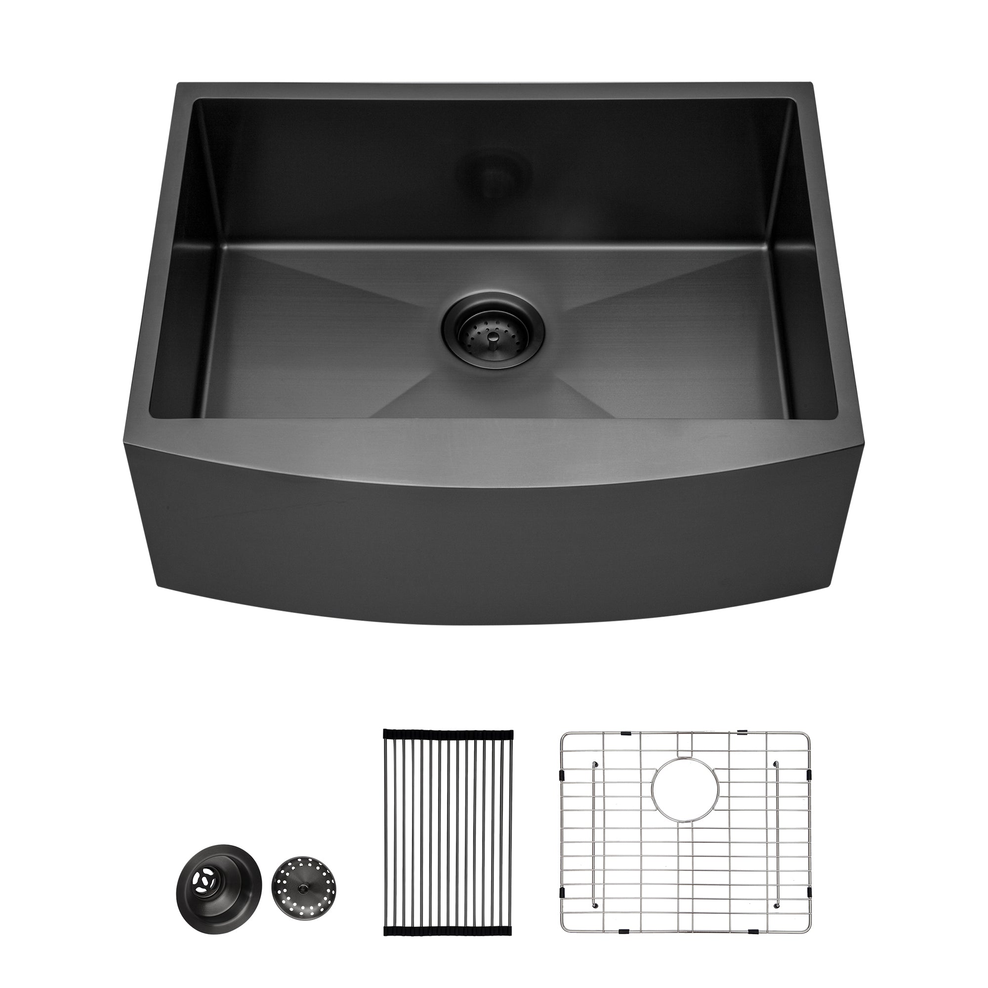 Gunmetal Black Farmhouse Sink - 24 Inch Stainless Steel Apron Front Kitchen Sink