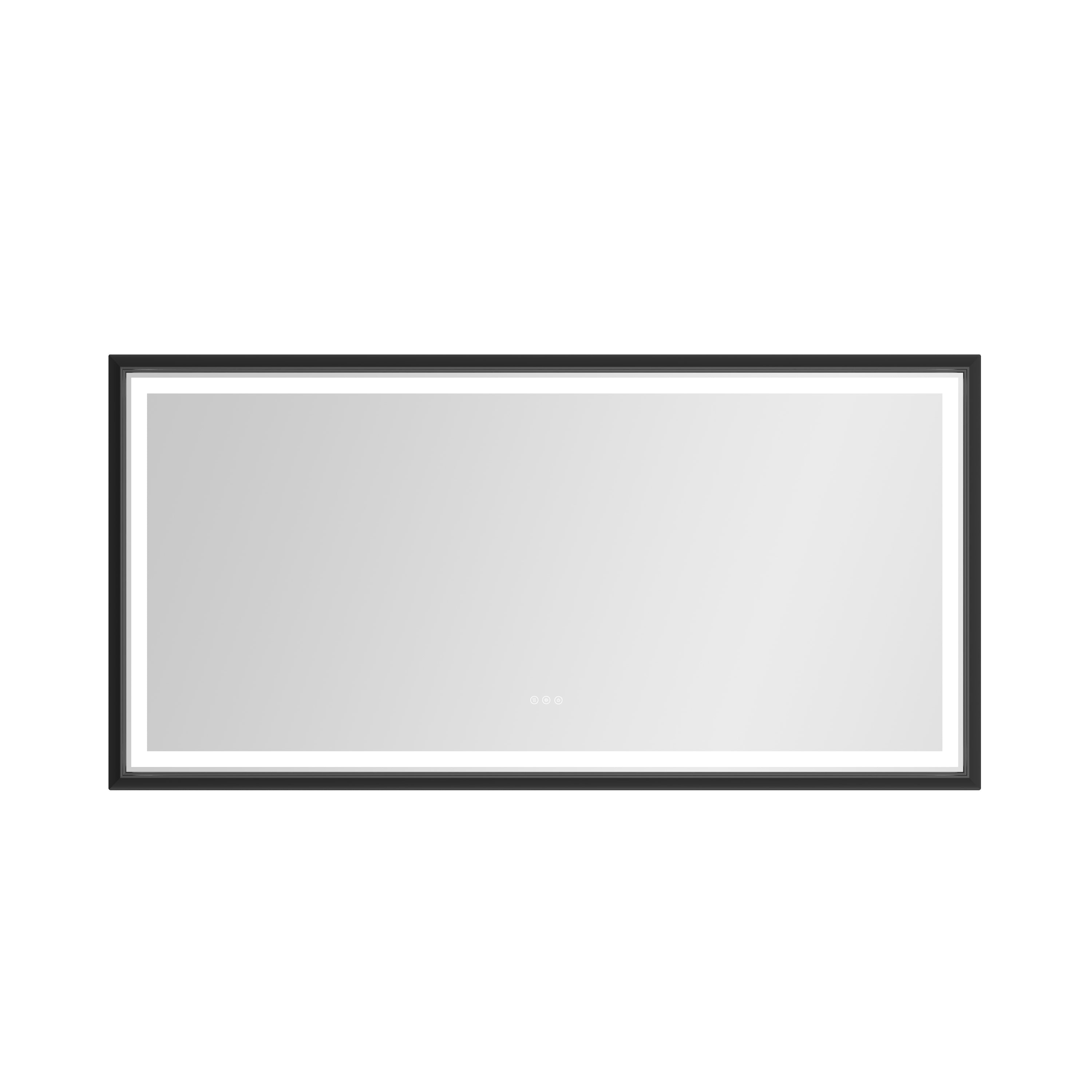 72in. W x 36in. H Oversized Rectangular Black Framed LED Mirror Anti-Fog Dimmable Wall Mount Bathroom Vanity Mirror HD Wall Mirror Kit For Gym And Dance Studio