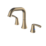 Bathroom Faucet 3 Hole - Bathroom Sink Faucet 2-Handle 3-Hole, Brushed Gold Widespread 8 Inch Bathroom Faucet with Pop Up Drain Assembly, Lavatory Bathroom Vanity Sink Faucet, 100% Lead-free