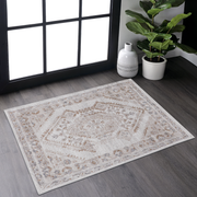 LOOM & LUXE Collection 2X3 Cream/Ivory/Bordered Non-Shedding Living Room Bedroom Dining Home Office Stylish and Stain Resistant Area Rug