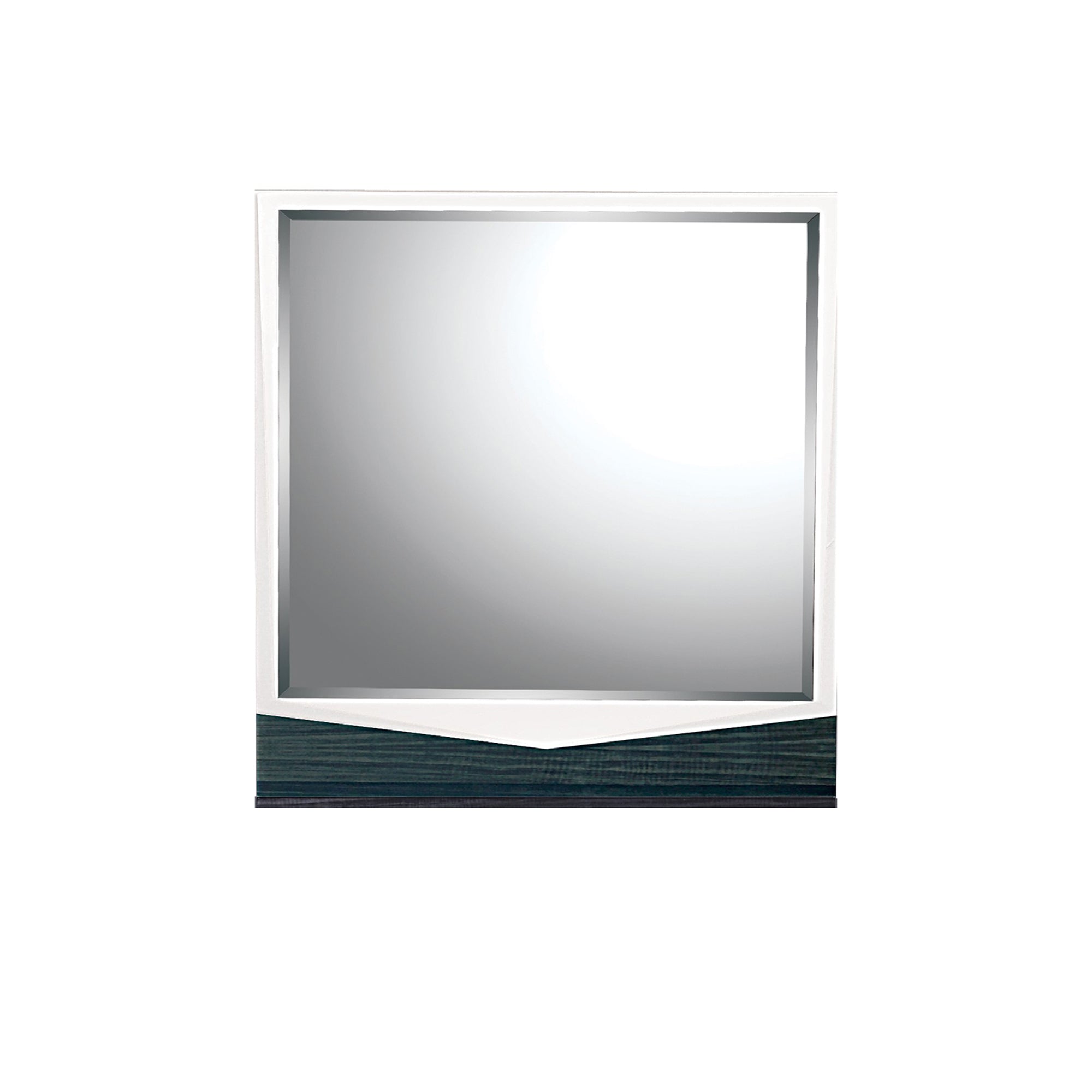 VIOS Zebra White High Gloss Mirror Contemporary Style MDF 37.99 x 39.17 in