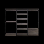Monica Wood Walk-in Closet System with Modular Design in Rustic Melamine