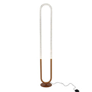 Zeon LED Floor Lamp, Contemporary Standing Light, Coarse Gold Finish, Metal and Clear Acrylic, 110-120V