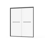 Goodyo Double Sliding Glass Shower Door Aluminum Framed Enclosure SGCC Clear Tempered Glass Matte Black 60 in. W x 72 in. H