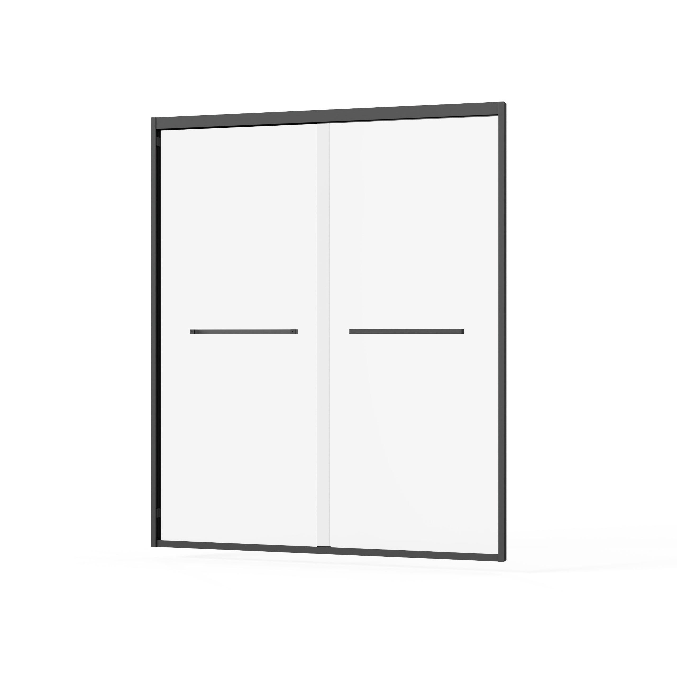 Goodyo Double Sliding Glass Shower Door Aluminum Framed Enclosure SGCC Clear Tempered Glass Matte Black 60 in. W x 72 in. H