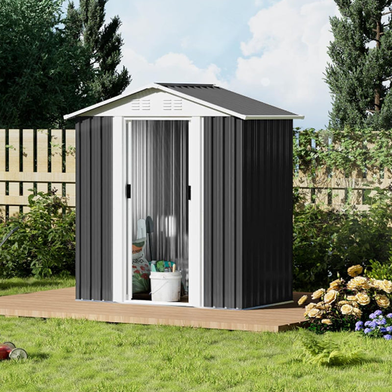 5X3 Feet Dark Grey Outdoor Storage Shed With Aluminum Alloy Frame With Base
