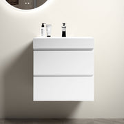 U005-Alice24-201 Alice 24' White Bathroom Vanity with Sink, Large Storage Wall Mounted Floating Bathroom Vanity for Modern Bathroom, One-Piece Sink Basin without Drain and Faucet, Pre-assembled