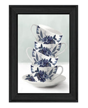 'Tea Tower (Blue)' by House Fenway, Ready to Hang Framed Print, Black Frame