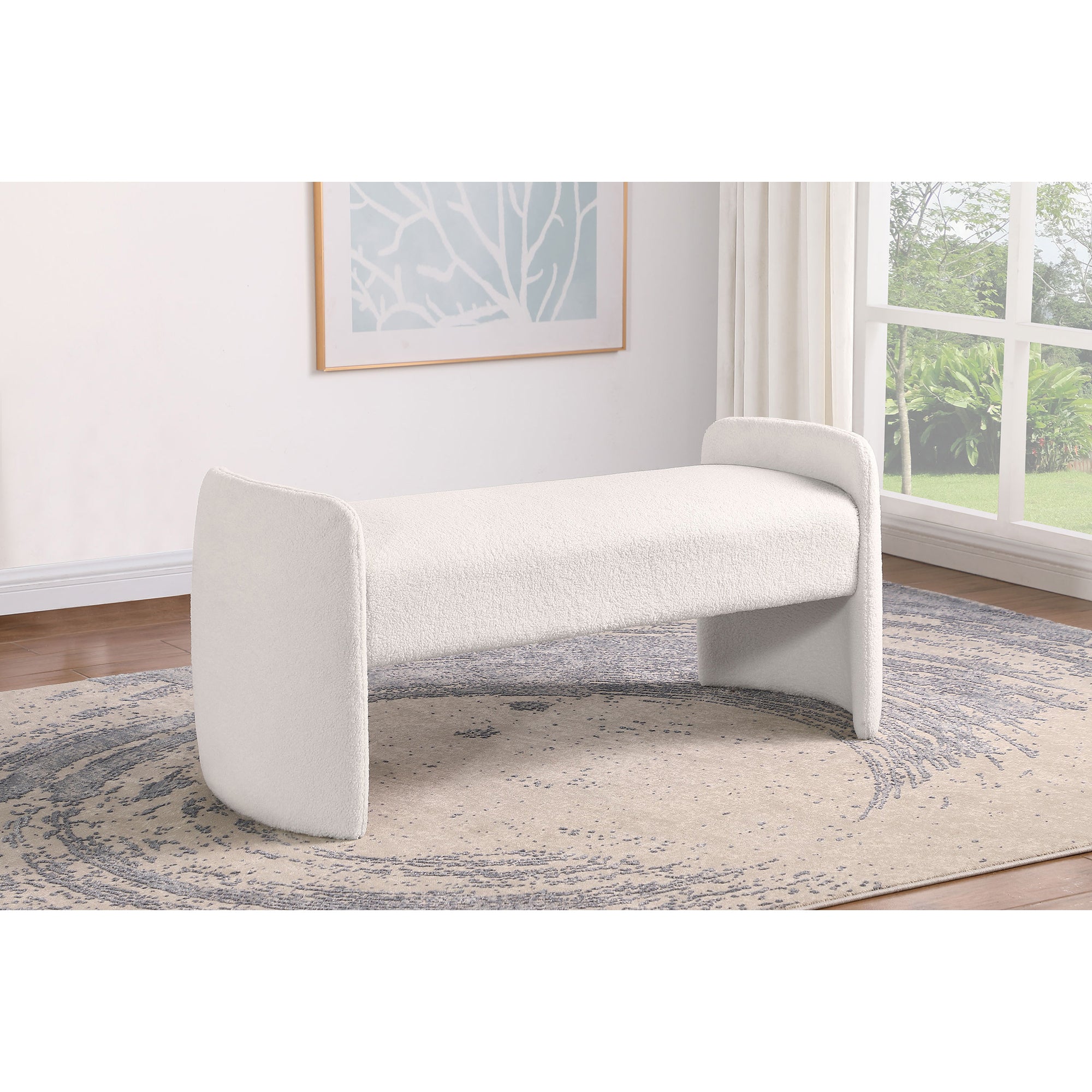 Joshua Ivory Velvet Upholstered Accent Bench