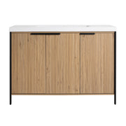 Modern Freestanding Bathroom Vanity with Resin Sink & Soft-Close Doors in Light Coffee Plywood, 48'