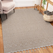 LOOM & LUXE Collection 6X9 Mocha /Geometric Indoor/Outdoor Area Rug