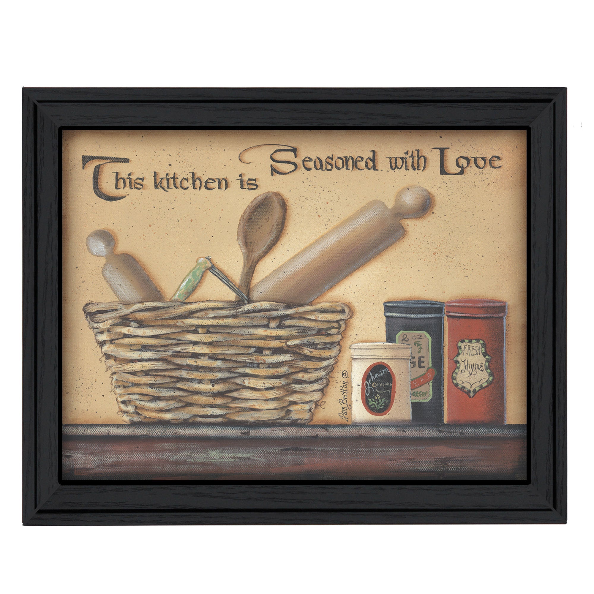 'Seasoned with Love' By Pam Britton, Printed Wall Art, Ready To Hang Framed Poster, Black Frame