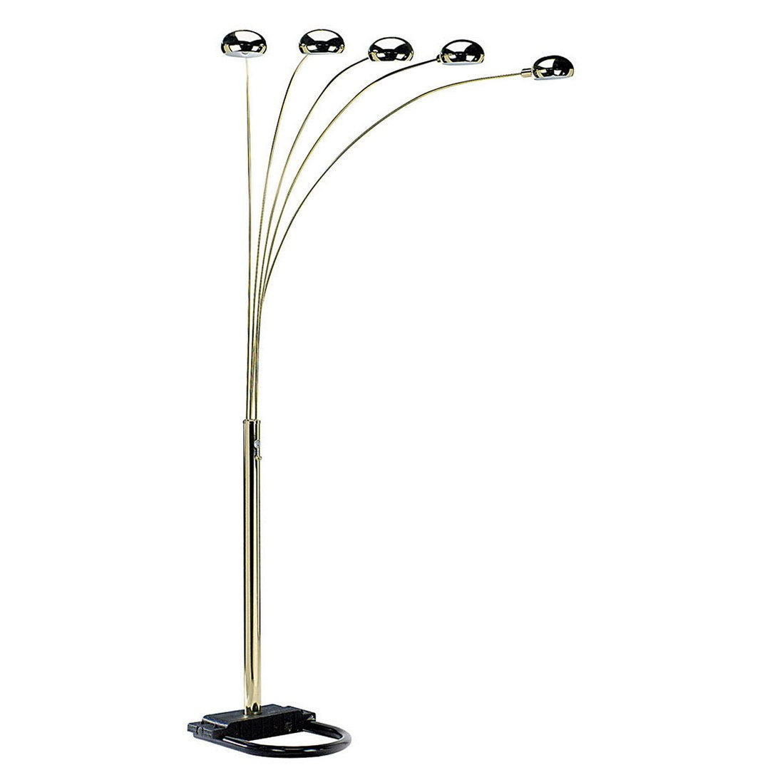 84' Tall Metal Floor Lamp with Polished Brass finish and 5 adjustable Arch Arms