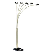 84' Tall Metal Floor Lamp with Polished Brass finish and 5 adjustable Arch Arms