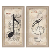 'Music Collection' 2-Piece Vignette By Marla Rae, Printed Wall Art, Ready To Hang Framed Poster, Beige Frame