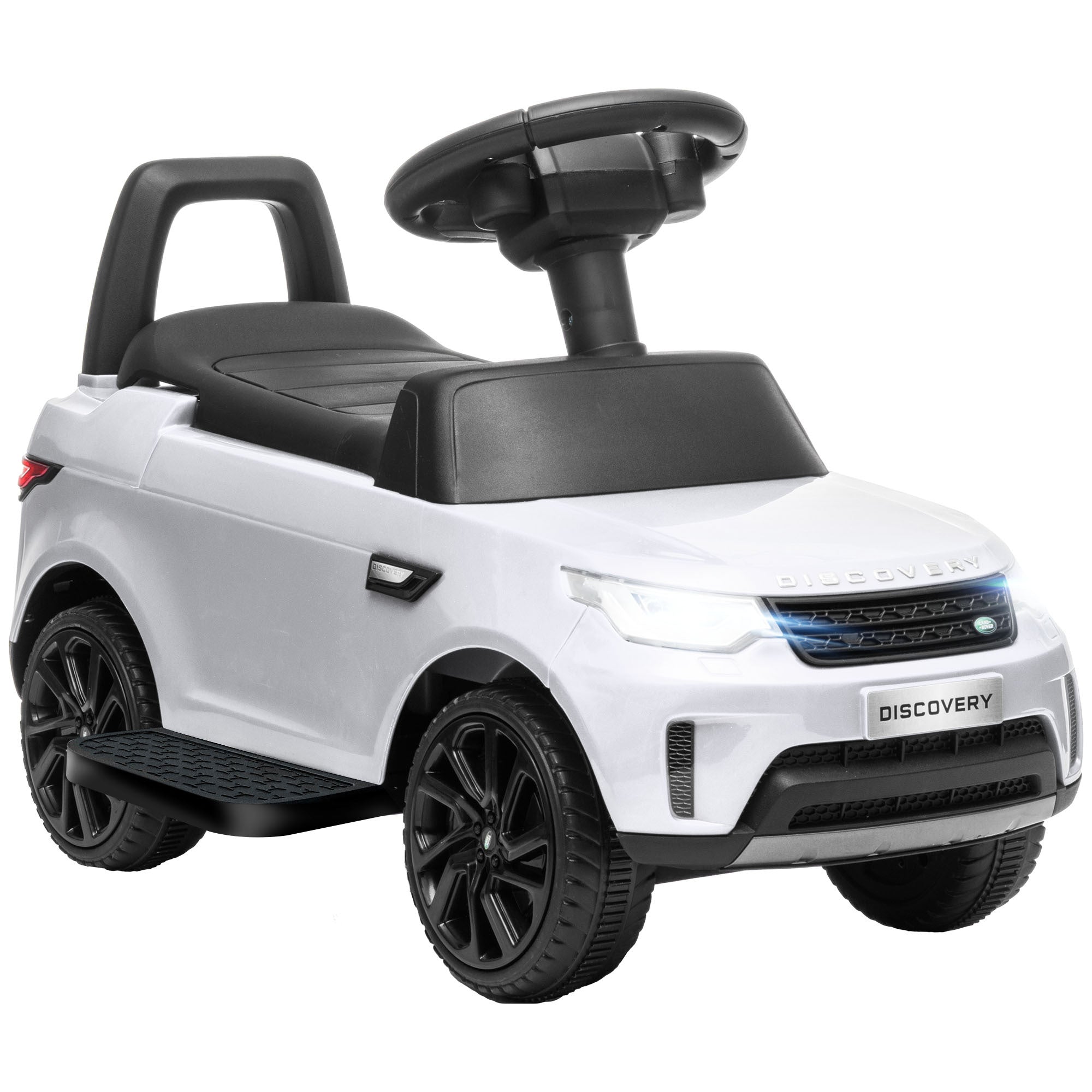 Qaba Land Rover Licensed 6V Ride on Push Car, 2 in 1 Sliding Car, Battery Powered Electric Car for Kids with Headlights Music Horn for 18-60 Months, White