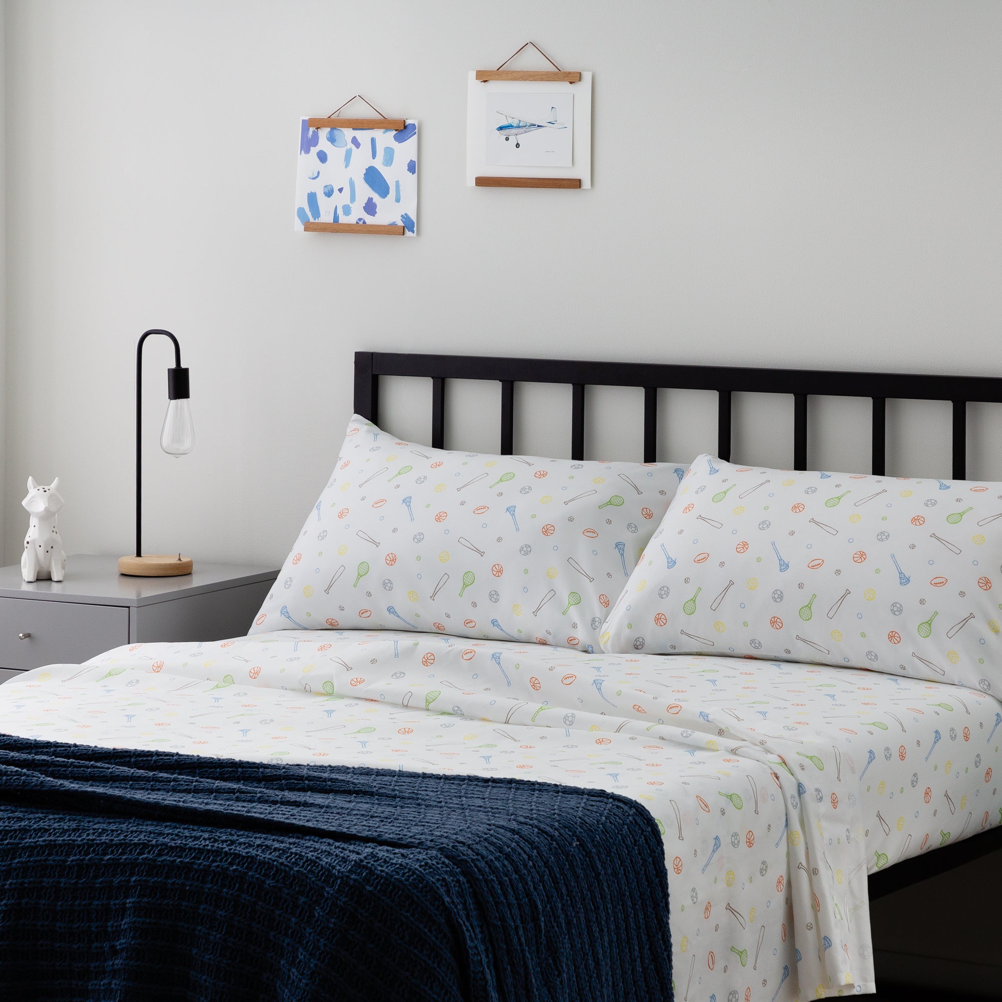 Linenspa Microfiber Sheet Set, Full, Sport Pattern