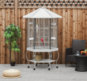 Flight Bird Cage Hexagon Covered Canopy Portable Aviary