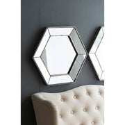 21' x 18' Hexagon Wall Mirror with Traditional Silver Finish, Home Decor Accent Mirror for Living Room, Entryway, Bedroom