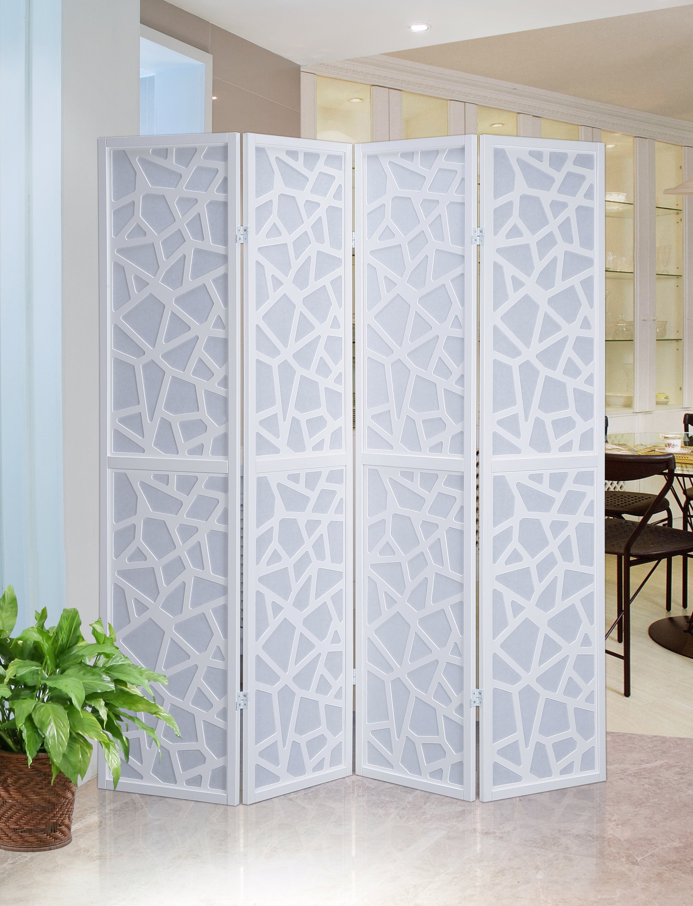 Giyano 4 Panel Screen Room Divider, White