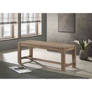 Malvika Washed Brown Wood Trestle Base Dining Bench
