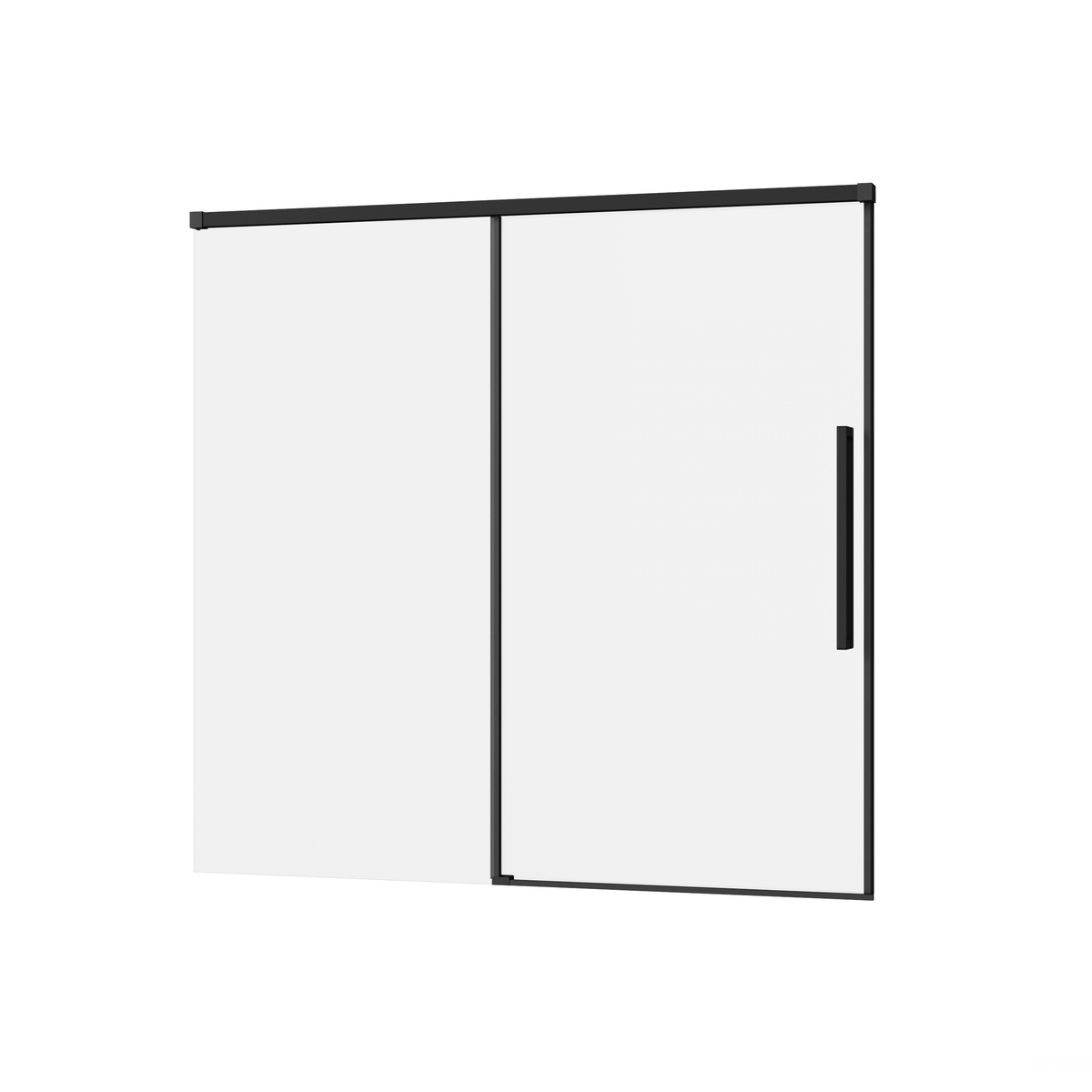 Goodyo Semi-Frameless Tub Sliding Shower Door Matte Black 60' W x 58' H with Tempered Glass