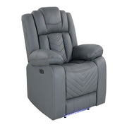 RAIZE Grey Power Recliner with LED Functionality and Fabric Upholstery