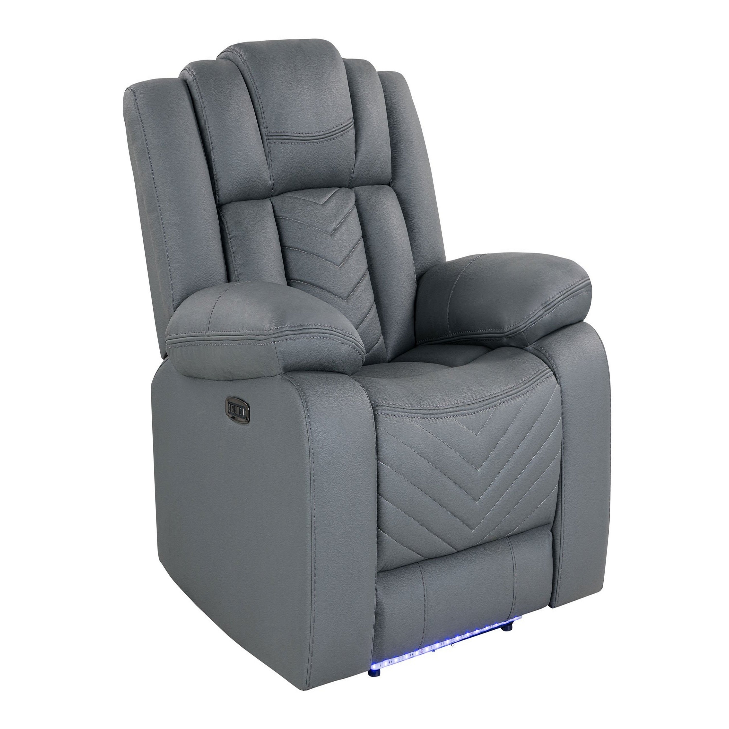 RAIZE Grey Power Recliner with LED Functionality and Fabric Upholstery