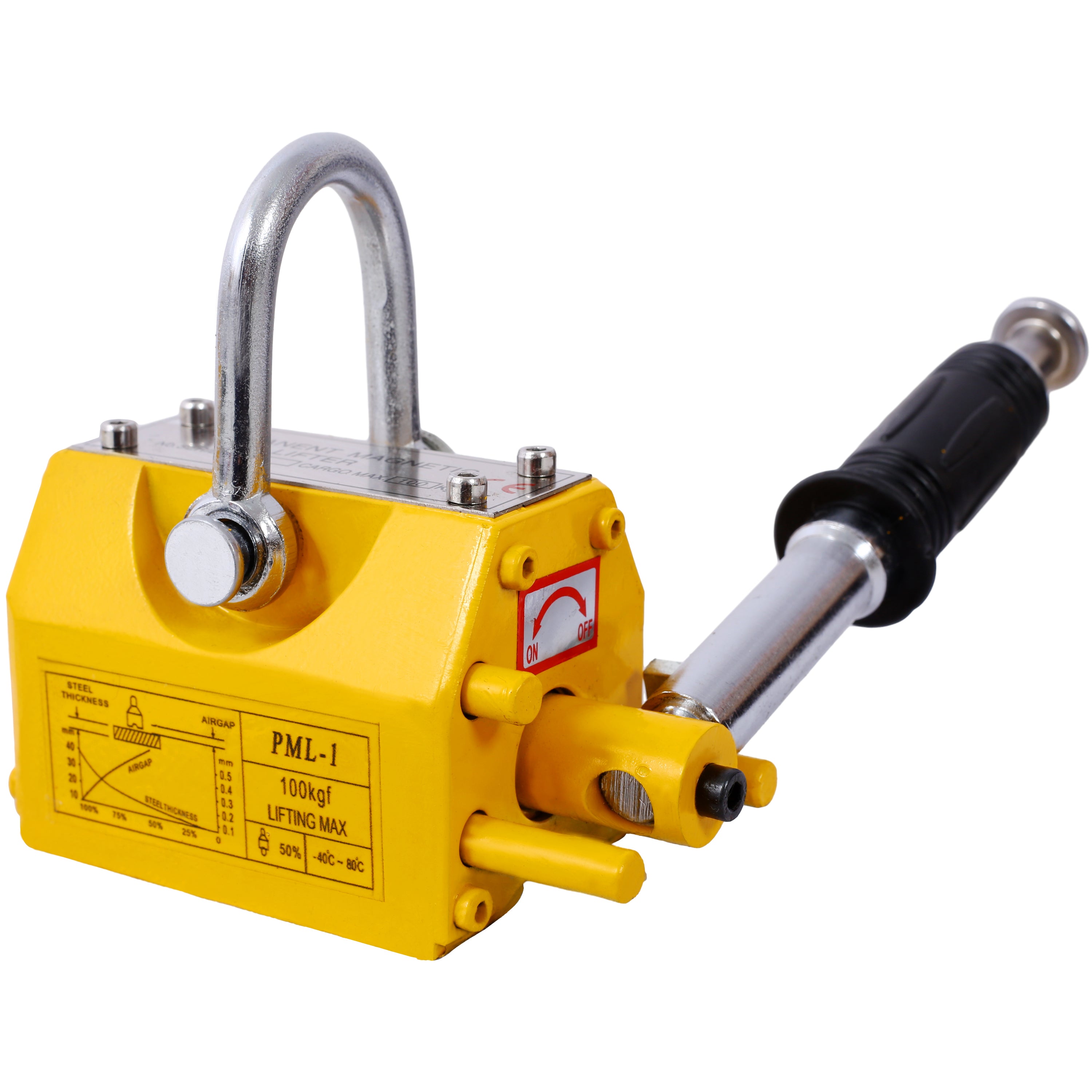 Permanent Magnetic Lifting with Release, 220 lbs/100kg Heavy Duty Magnet, 2.5 Safety Factor, Neodymium & Steel for Hoist, Shop Crane, Block, Board Lifting Plate Steel