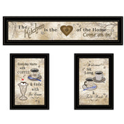 'Love of Nature Kitchen' 3-Piece Vignette By Trendy Decor 4U, Black Frame