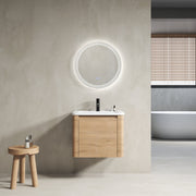 24'' Wall-Mounted Bathroom Vanity with White Ceramic Sink & 1-Soft-Close Door, KD-Packing, Plywood