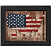 'America The Beautiful' By Mollie B., Printed Wall Art, Ready To Hang Framed Poster, Black Frame