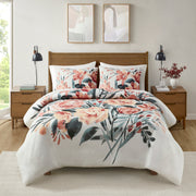 King/Cal King 3 Piece Floral Cotton Duvet Cover Set