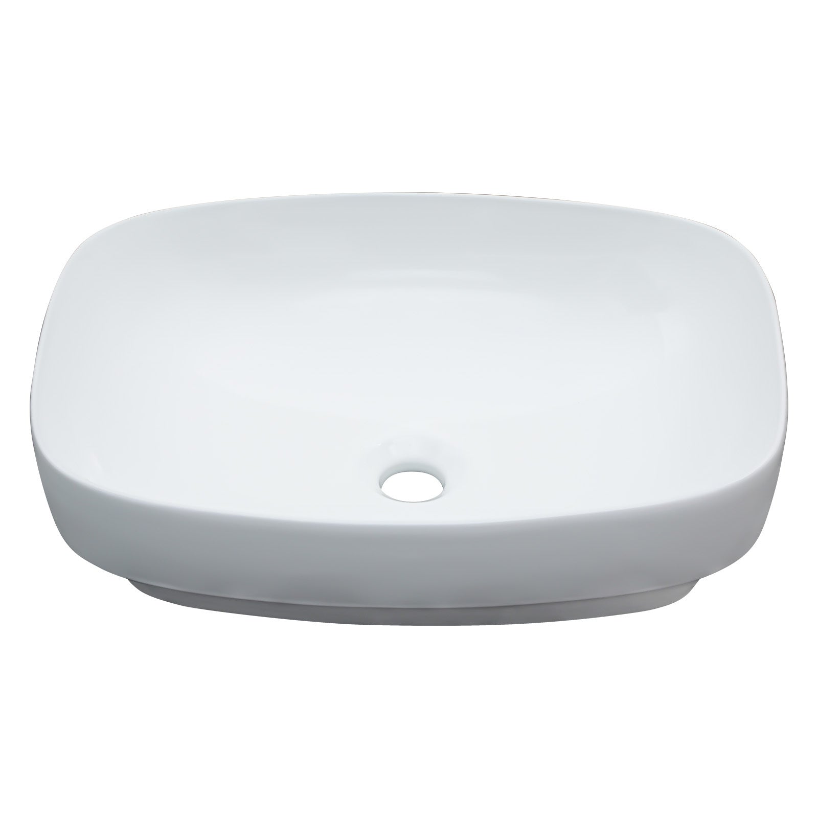 Modern White Semi-Recessed Ceramic Bathroom Sink with Vessel Design, 20x15 Inches