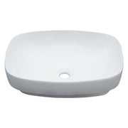 Modern White Semi-Recessed Ceramic Bathroom Sink with Vessel Design, 20x15 Inches