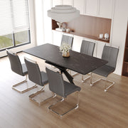 62.4' extendable 78.15' dining Table Set for 6-8 Person for Dining Room,C-shaped Tube Soft padded armless dining chair and Very large Dining Room Table Kitchen Table Chair Set with metal Legs