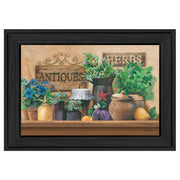 'Antiques and Herbs' By Ed Wargo, Printed Wall Art, Ready To Hang Framed Poster, Black Frame